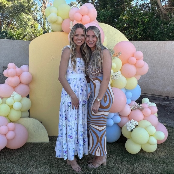 White floral maxi dress with bow straps / small - Picture 10 of 11